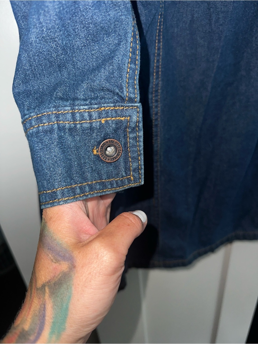 NWOT Frye Denim Button Down Mini Dress Dark Wash - Picture 4 of 8